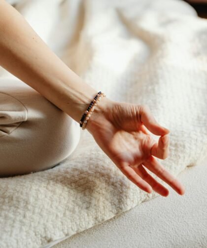 Close Up of Hand of Woman in Yoga Pose